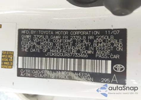 2008 Toyota Prius from USA, damaged, VIN JTDKB20UX87733466
